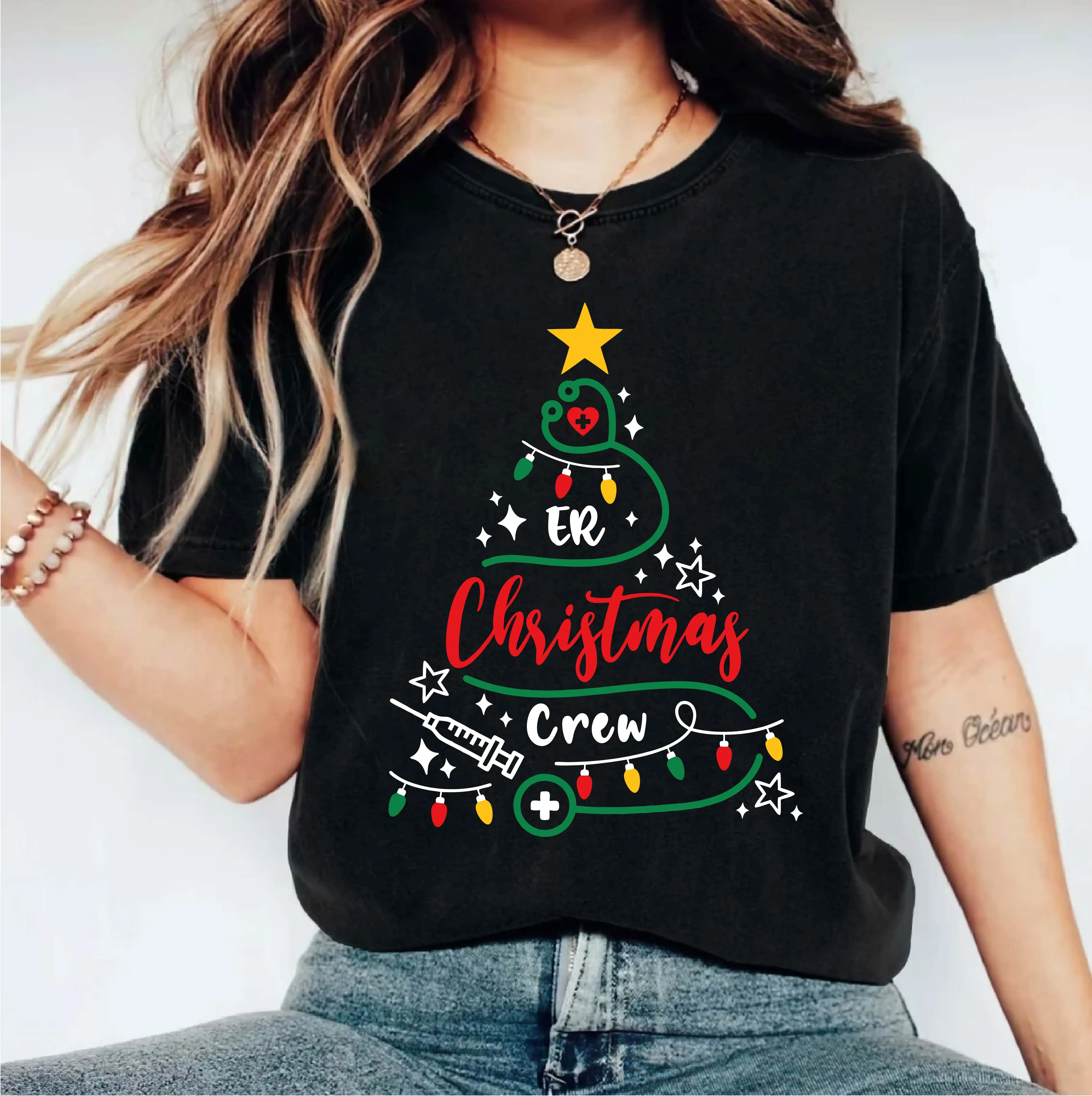 ER Christmas Crew T-Shirt, Emergency Room Christmas Shirt, Christmas Nurse Tee, Xmas Nurse Party Shirt, Christmas Holiday Short Sleeve, ER Christmas Crew Tree T-Shirt.