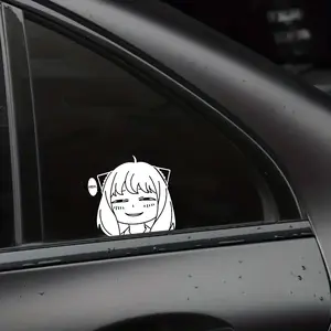 Cute Anime Girl Peeker Sticker Funny Smiling Cartoon Vinyl Decal Waterproof Car Window Laptop Sticker
