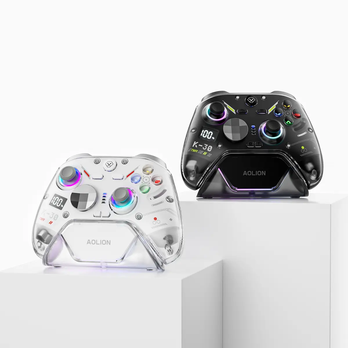 AOLION K30 Wireless Game Controller (Not for Xbox/PS) -Charging Dock Bundle- TMR Anti-Drift Joysticks, Switchable ABXY Layout, Dual Trigger Modes, Adjustable-Height Thumbsticks, Compatible with Switch, PC, iPad & Android, BlackFriday, Christmas gift