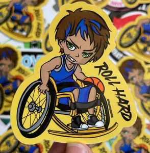 Wheelchair Basketball Cartoon Artwork Waterproof Glossy Sticker