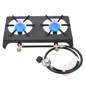 Vivicreate 20000 BTU Propane Garden Hiking Camp Camping Outdoor Stove cooker withCSA listed Regulator and gas hose (2) Burner Butane