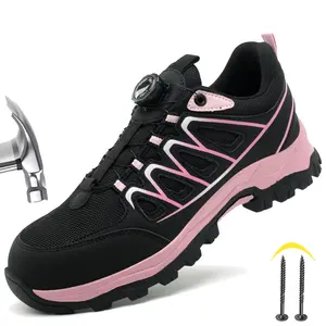 Women's Rotary Buckle Safety Shoes Steel Toe Puncture Proof Breathable Indestructible Work Boots & Sport Sneakers for Reliable Protection