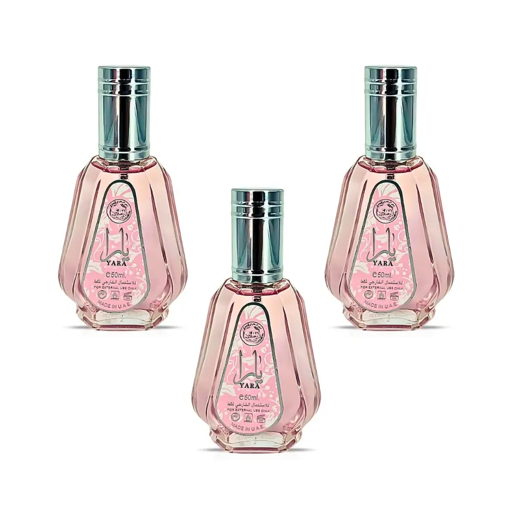 Lattafa Yara Eau de Parfum for Women 1.7 oz (3 Pack) | Long Lasting Amber Vanilla Fragrance | Holiday Haul Bundle