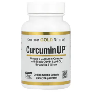 California Gold Nutrition CurcuminUP™ with Omega-3 Curcumin Complex, Black Cumin Seed Oil, Boswellia and Ginger, 30 Fish Gelatin Softgels