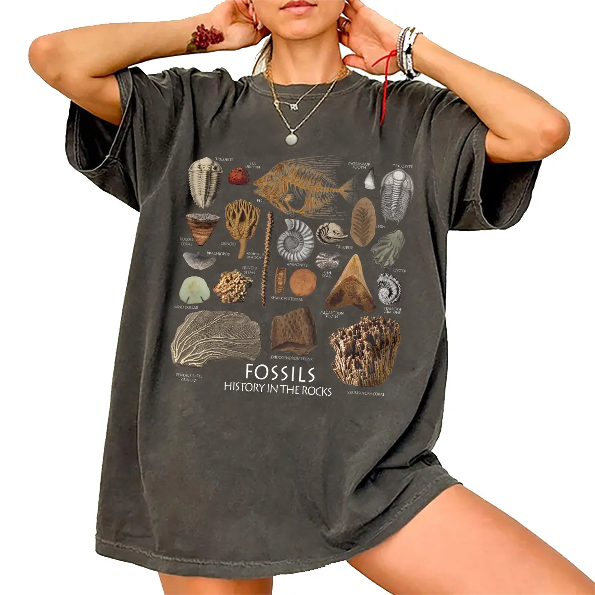 Vintage Fossils History In The Rocks Graphic Casual T-Shirt for Men and Women