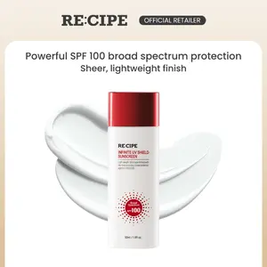 RE:CIPE Infinite UV Shield Sunscreen (SPF 100 PA++++) 50ml | FDA-Approved Korean Sunscreen with Antioxidants, No White Cast, Lightweight Formula
