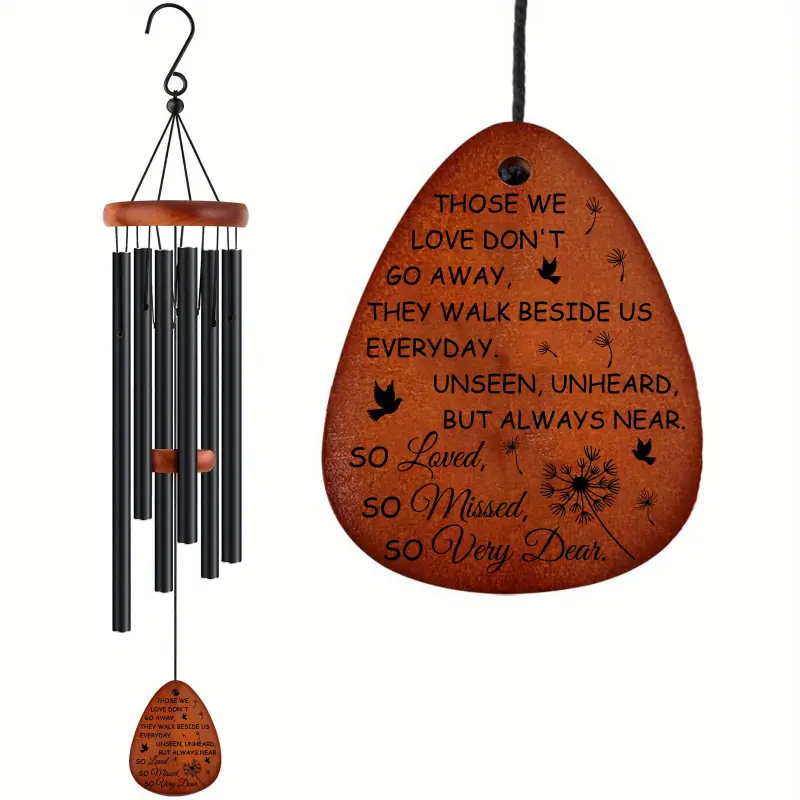1pc 32 Inch Large Wood Memory Sympathy Wind Chimes for Loss of Loved One, Personalized Bereavement/Condolences Memorial Gift, Remembrance Cardinal Windchime for Grief of Love Ones Lost
