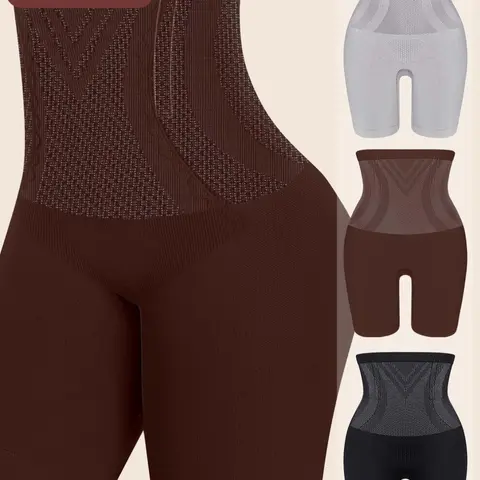 3-Pack MEIYATING Women's Plus Size High-Waisted Body Shaping Shapewear, Tummy Control Shapers, Compression Shaper, Invisible Tummy Control, Seamless Control Top, Argyle Pattern, Comfortable & Stylish Underwear