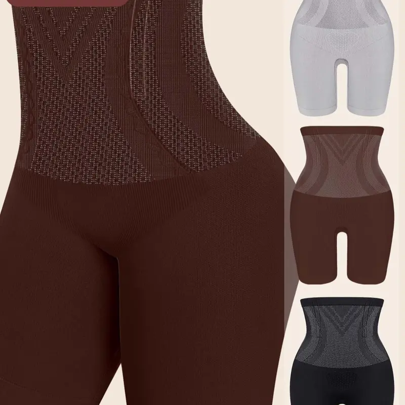 3-Pack MEIYATING Women's Plus Size High-Waisted Body Shaping Shapewear, Tummy Control Shapers, Compression Shaper, Invisible Tummy Control, Seamless Control Top, Argyle Pattern, Comfortable & Stylish Underwear