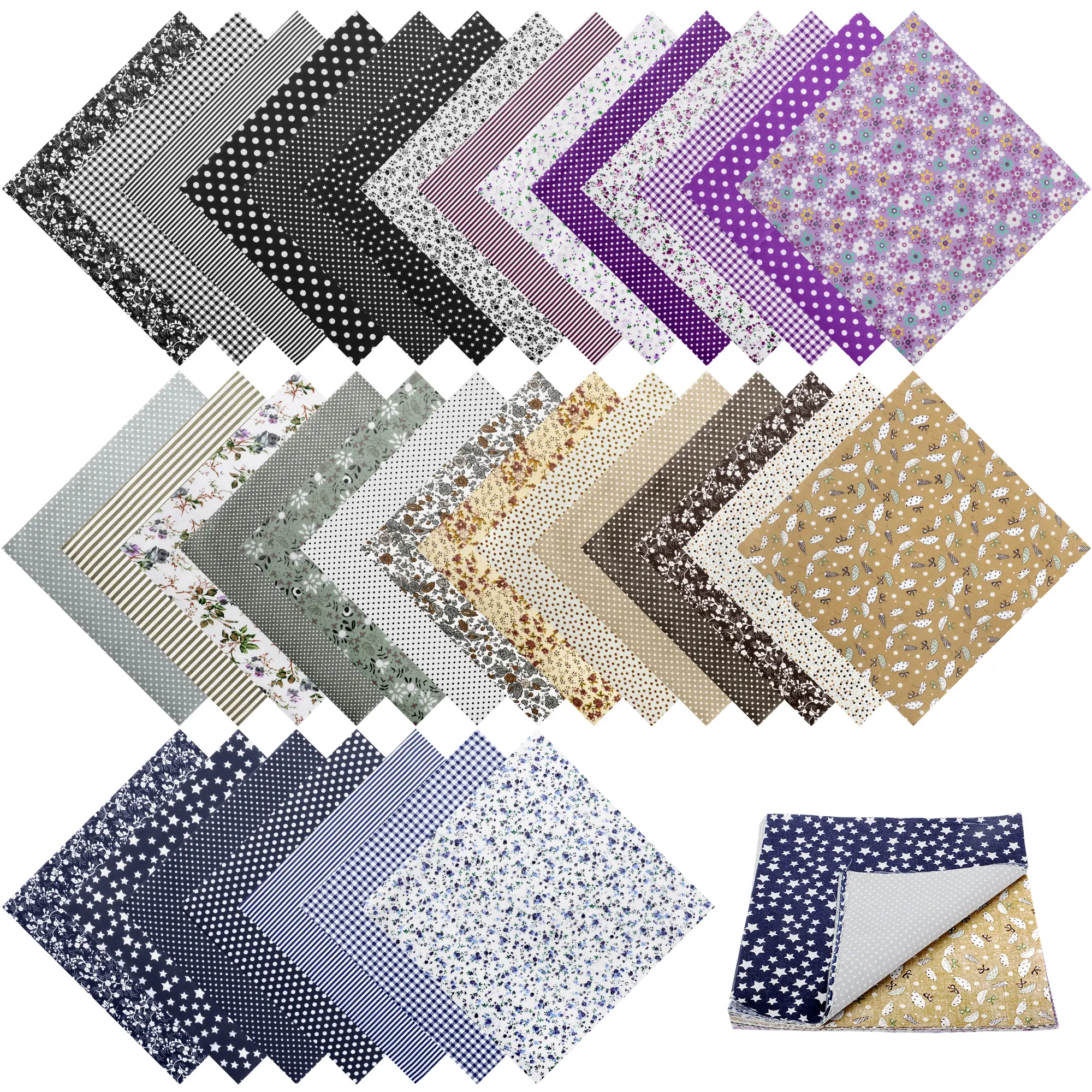 35Pcs  Cotton Fabric Bundle - 9.8" Squares Precut Craft Fabric Bundle,Floral Squares Sheets,diy Crafting Quilting Material,Patchwork Sewing tool
