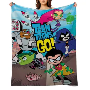 Teen-Titans-Go!-Flannel Throw Blanket for Girls Boys- Ultra Soft, Anti-Shrink & Wrinkle-Resistant ,Quick-Dry, Machine Washable Cozy Throw ,Perfect Gift for Kids Adults A-8