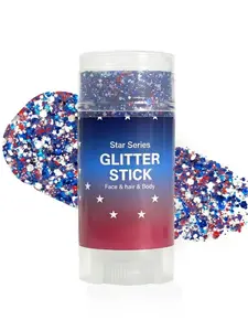 4th of July Glitter Stick | Red, White & Blue Body & Hair Sparkle for Independence Day Party, Festival & Fun Holiday Look