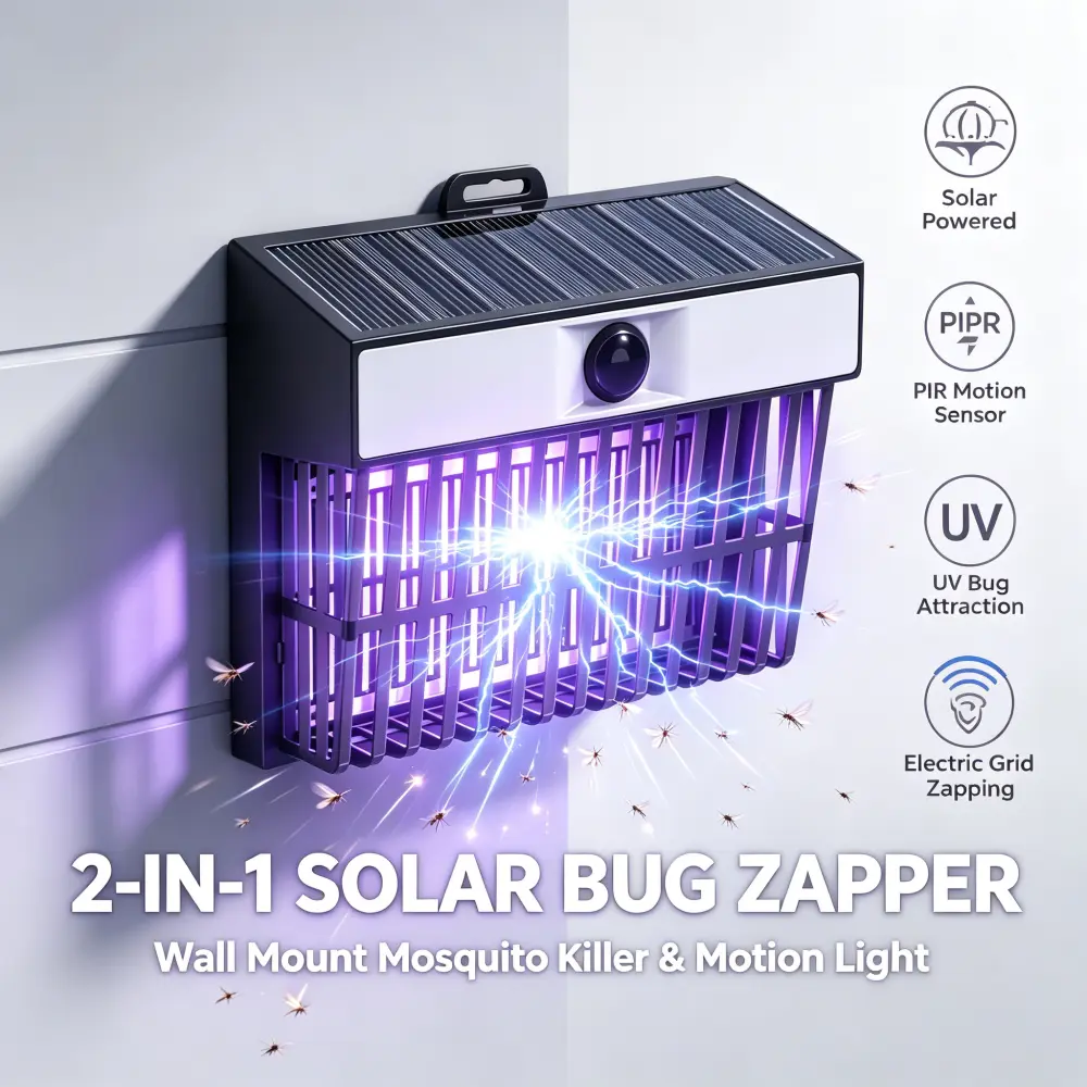 Wall Mount Bug Zapper Mosquito  Magnet 2500V Solar Bug Zapper Electric Fly Trap For Patio Garden Backyard Outdoor Use Outdoor Mosquito Killer control supply