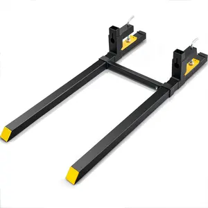 Summervibes VEVOR Pallet Forks, 2000 lbs Tractor Bucket Forks, 60 Total Length Clamp on Pallet Forks with Adjustable Stabilizer bar, Heavy Duty Pallet Forks for Tractor Attachments, Skid Steer, Loader Bucket