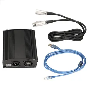 1-Channel 48V Phantom Power Supply with XLR 3 Pin Microphone Cable for Condenser Microphone Music Recording Equipment