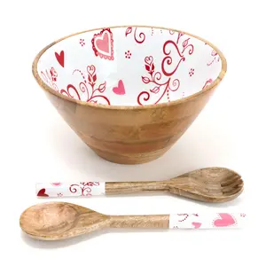 Temp-tations Seasonal 4-qt Mango Wood Bowl with Servers