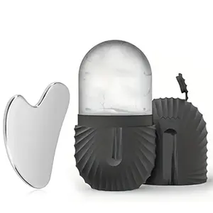 Facial Ice Roller & Stainless Steel Gua Sha Set, Reusable Silicone Face Massager, Pore Minimizer, Personal Skincare Gift, Facial Care Instrument