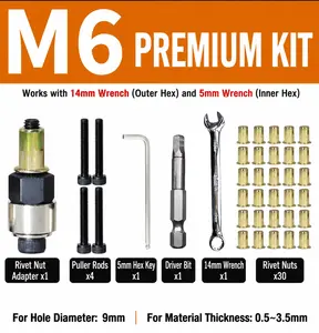 Heavy Duty Rivet Nut Gun, Durable Hand Riveter Nutsert Installer Tool for Auto Repair, Metal Fastening