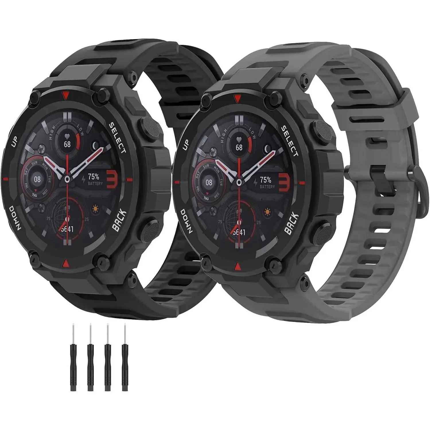 2 Pack  Bands Compatible with Amazfit T-Rex Pro Watch Bands, Soft  Replacement Band for Amazfit T-Rex/T-Rex Pro Smartwatch