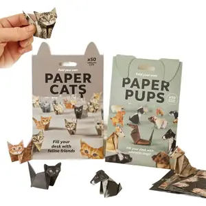 DIY Paper Cats - 50 Sheets DIY Origami Paper to Fold Cute Figures, Fun Craft Activity , Desk Decoration & Gift for Cat Lovers (Dog+Cat)