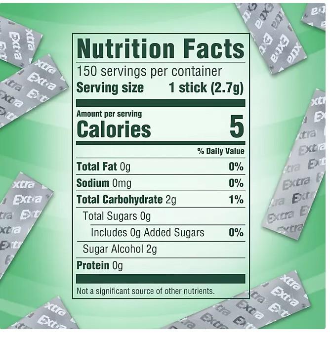 Spearmint Extra Sugar Free Chewing Gum Bulk Pack 15 pcs., 10 Pack Snack Bubblegum Natural Artificial Chewy Spearmint Extra Sugar Free Chewing Gum Bulk Pack 15 pcs., 10 Pack Snack Bubblegum Natural Artificial Chewy