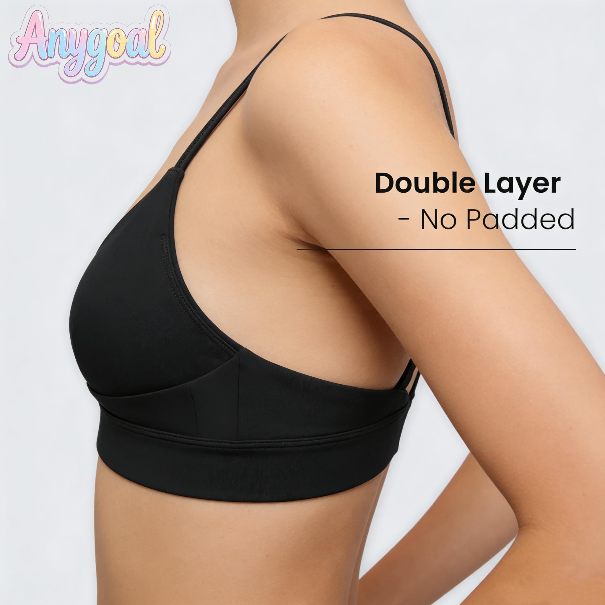 ANYGOAL  Women's bikini top,  tankini swimsuit top, black beach and pool swimwear top, summe swimsuits bikinis swim top Women's Black Criss Cross Swim Top | Trendy 2026 V-Neck