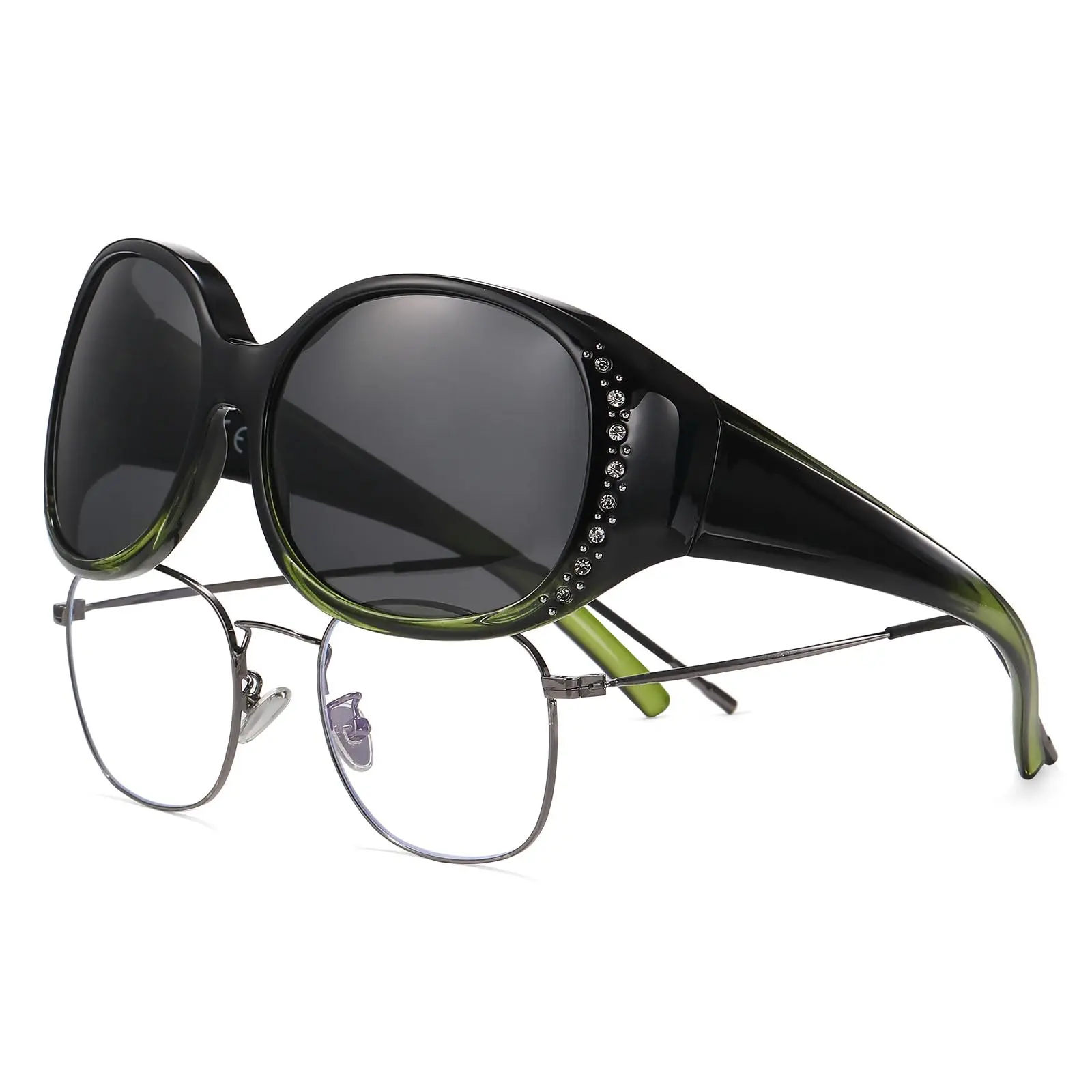 Black and Green Frame Grey Lens