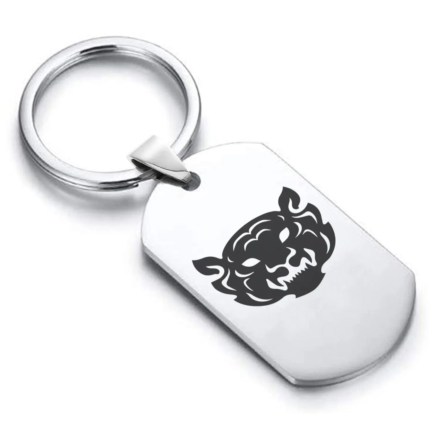 Stainless Steel Year of the Tiger Zodiac Dog Tag Keychain