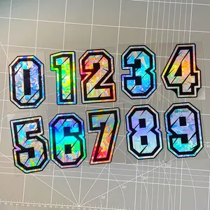 Holographic Carbon Effect Motorcycle Number Sticker, Waterproof Vinyl Decal, Fits Helmets Tanks Forks Windshields, Electric Scooters, Gift for Tuners