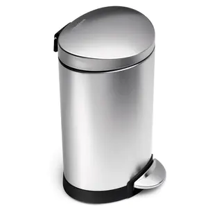 simplehuman 1.6 Gallon Brushed Steel Indoor/Outdoor Step Trash Can