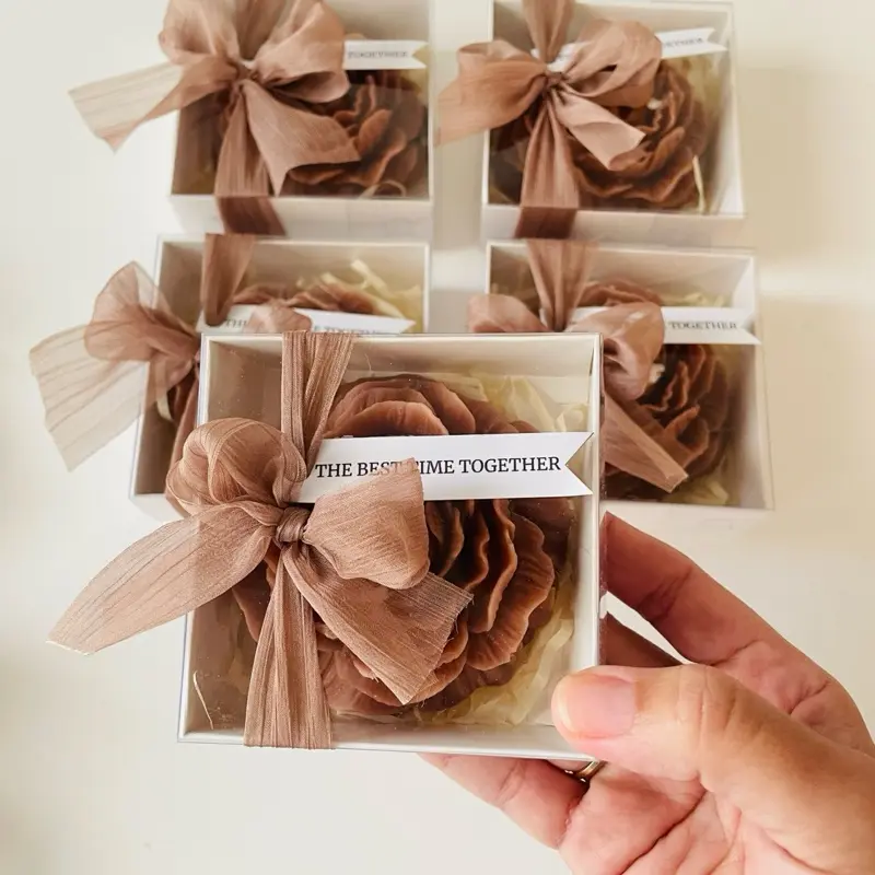 Elegant Peony Candle Warm & Bow Packaging for Cozy Atmosphere Decoration Decorating