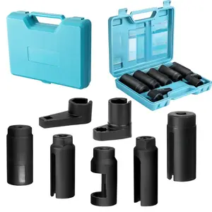 7-Pack O2 Oxygen Sensor & Oil Pressure Socket Set, 1/2" 3/8" Drive x 22mm (7/8") 27mm 29mm Oxygen Socket Wrench, O2 Sensor Remover Removal Tool