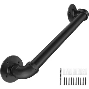 Wall Handrail 2FT/60CM,Industrial Staircase Railing 1.25 Inch Tube Diameter,Galvanized Pipe Handrails for Indoor Stairs with Wall,for Wall Mounted Stairway Handrail