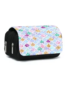 Mermaid Scales Printed Double Flap Pencil Case