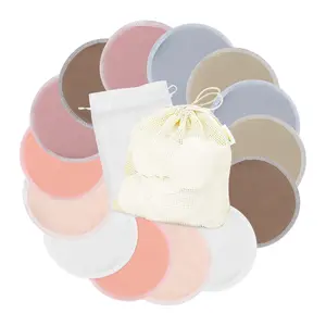 Nursing Breast Pads (14 Pack) + Laundry Bag & Travel Storage Bag, 4.7 inch Option - Washable & Reusable Breastfeeding Nursing Pads (Mild, Large)