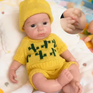 13 Inch Soft Full Silicone Baby Doll Girl Washable Handmade Real Dolls Set Open Eyes