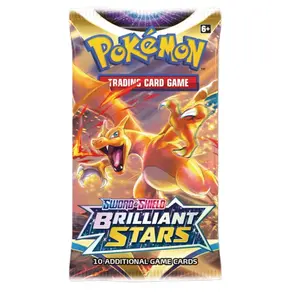 Pokemon Brilliant Stars Booster Pack (1) - 10 Random Cards Featuring Charizard V, Arceus V, Galarian Articuno & More