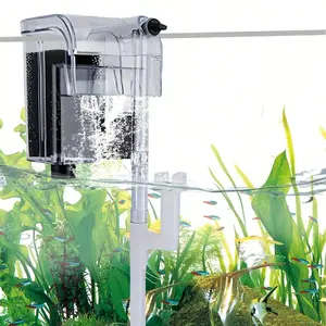 Slim aquarium filter for aquariums up to 5 gallons, adjustable flow, 75 GPH, 3W pump, adjustable water flow, oil skimmer for small tank filtration, quiet fish tank filter