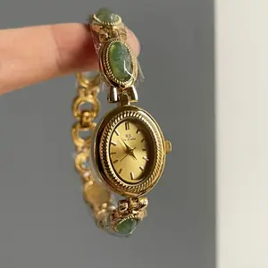 Oval small dial watch for women niche retro palace style bracelet style women's watch stainless steel watch budget  watches analog quartz watch Casual Wristwatch Set