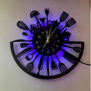 Fun Kitchen Utensil Shaped Glue Wall Clock, Trendy Decor for Kitchen & Dining Room, Perfect Gift for Cooking Enthusiasts