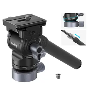 SmallRig Upgraded Video Head with Leveling Base, Quick Release Plate for Arca Swiss and Adjustable Handle, Tripod Pan Tilt Head Fluid Head for Compact Cameras DSLR Cameras, Load up to 8.8lb/4kg-4170B