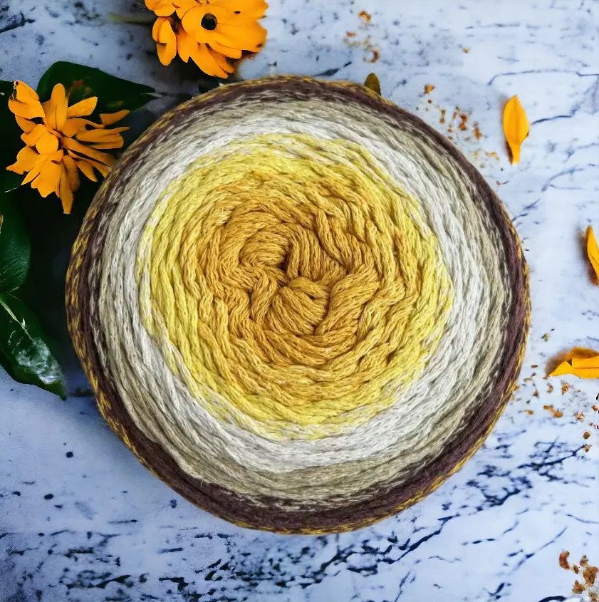Stitch & Spool Vivid Cakes Fine Yarn - Self-Striping, 80% Cotton 20% Acrylic, 250g/93yd Cakes in 9 Colors