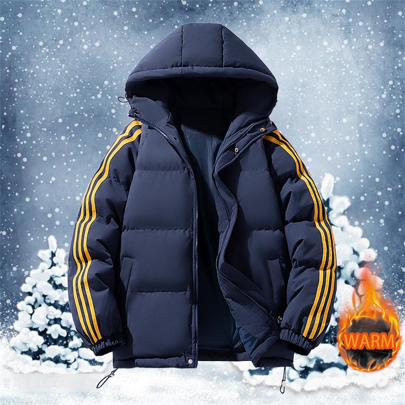 Casual Padded Jacket Men Winter Thick Warm Hooded Coats Zipper Fashion Menswear for Cold Weather polyester fiber Padding Trendy Style