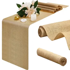 Natural Plain Jute Table Runner, Vintage Country Party Decor, Rustic Farmhouse Style Woven Table Mat, Handcrafted Home Decoration, Handmade