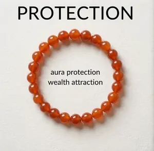 Red Carnelian Crystal Bracelets Round Beads Stones Healing Stretch Bracelets Energy Handmade Crystal Bracelet for Women Men