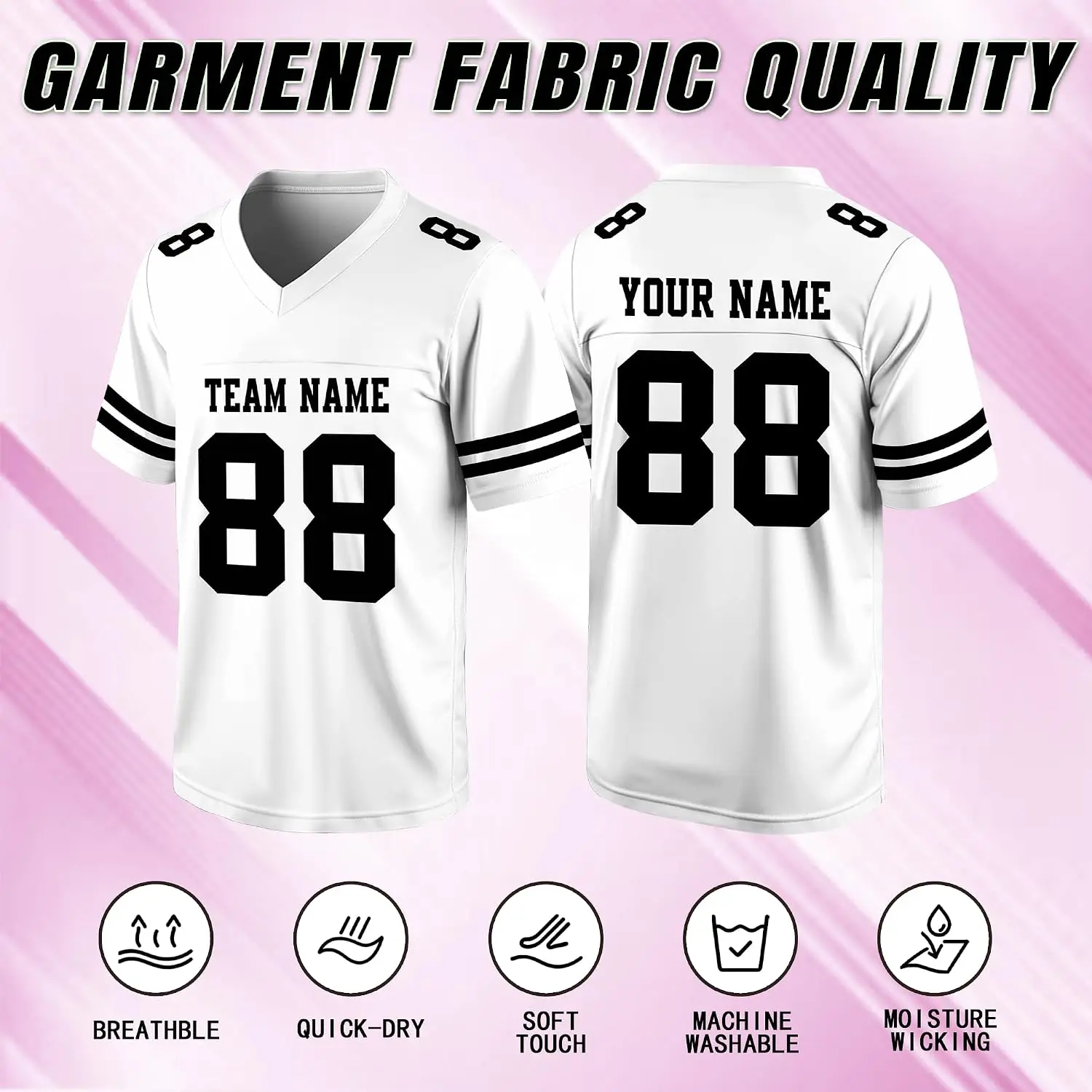 Unisex Multi-Size Mesh Fabric Custom Football Jersey - Stitched/Printed Team Name, Number, Logo Universal Sport Team Wear (XXS-7XL) for Men, Youth