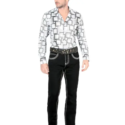 LAMASINI JEANS Cowboy Heavy Denim Jeans LM1851 Black - Classic Design, Comfortable Fit, Casual Style for All Seasons