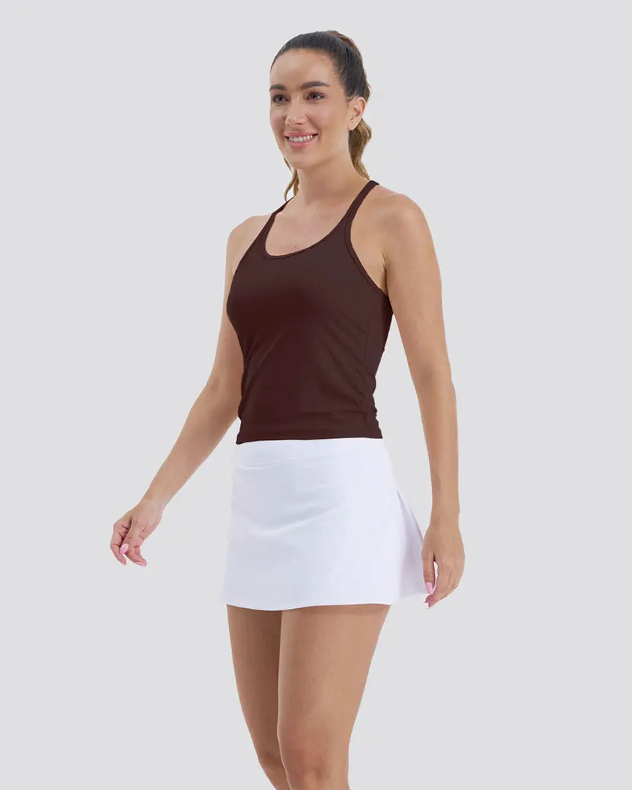 Women's Cropped Racerback Tank Top - Sleeveless Stretchy Sporty Chic Athletic Top with Soft Breathable High Stretch Fabric, Scoop Neck, Short Length, Contoured Y-Back for Gym & Casual Wear