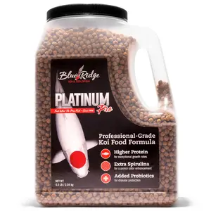 Blue Ridge Koi Fish Food 4.5lb - Koi Food 3/16” Platinum Pro Formula Goldfish Food, Premium Fish Food for Ponds, Ponds Fish Food, Floating Pond Pellet Aquarium Feeding
