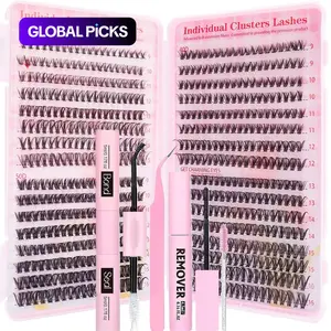 Individual DIY Eyelash Extensions, Natural Eyelash Extensions with Eyelash Bond, Self-Grafting Curl Eyelashes, Eye Makeup Enhancement Eyelashes, Eyelash Extensions Kit, Eyelash Tools, Eyelash Extension Glue, Eyelash Set